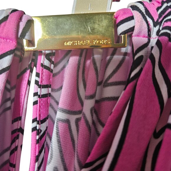 Michael Kors Women Sleeveless Pink & Black Abstract Print Halter top Size L - Picture 2 of 5